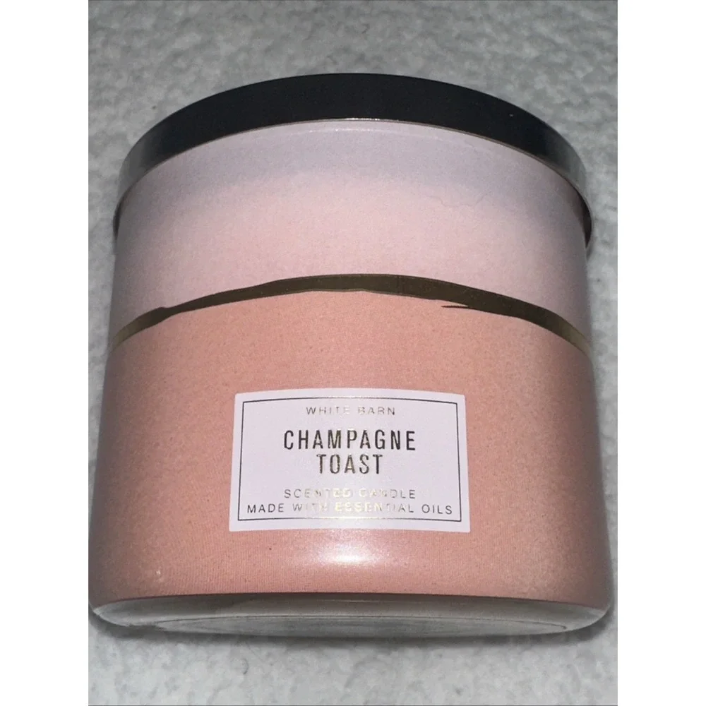 White Barn Bath & Body Works Champagne Toast 3-Wick Scented Candle 14.5oz Pink